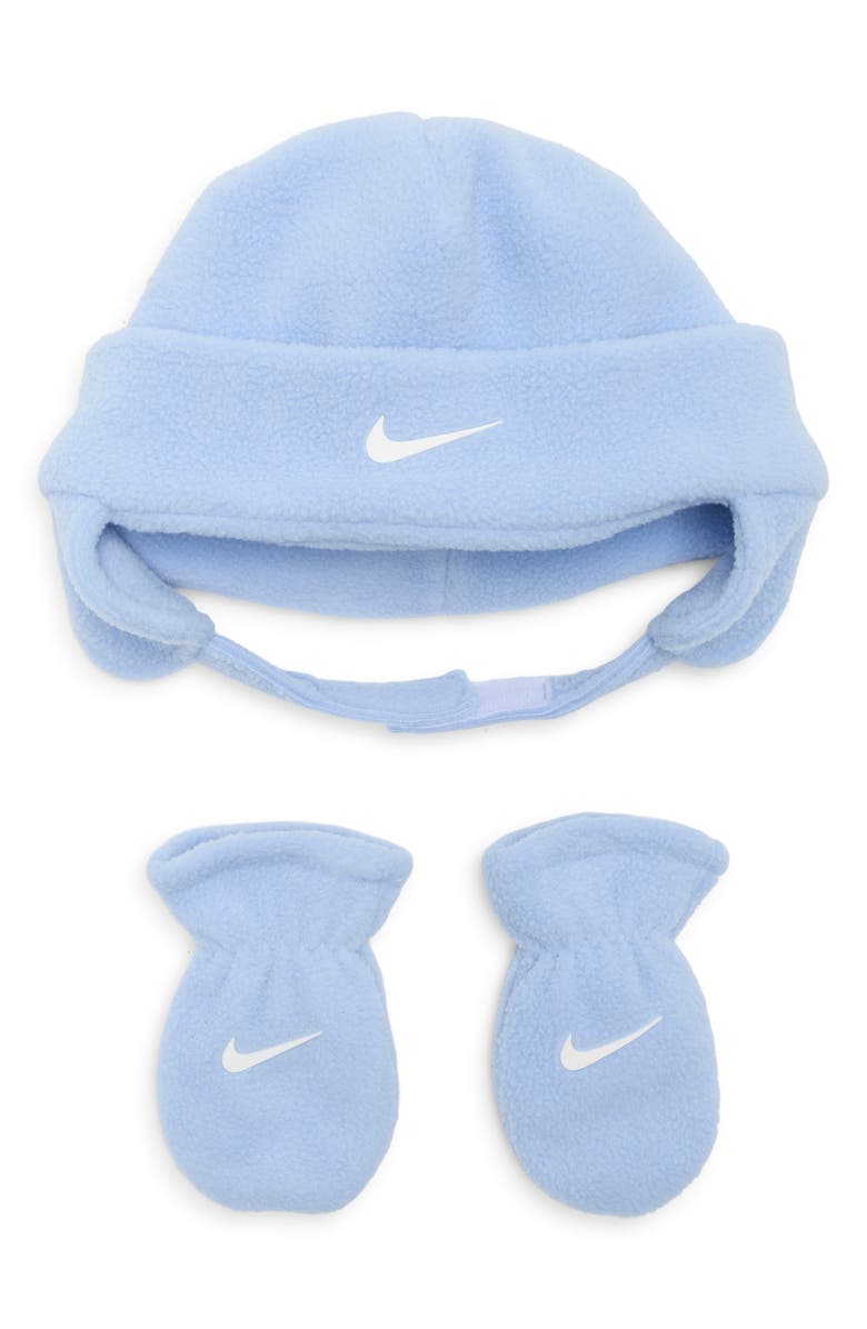 Nike Swoosh Fleece Cap & Mittens, Main, color, Cobalt Bliss