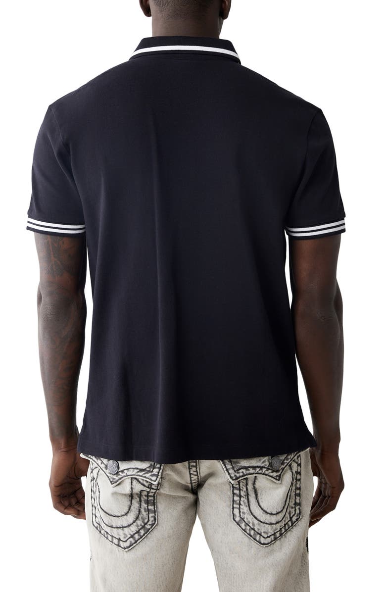 True Religion Logo Embroidered Polo, Alternate, color, Jet Black