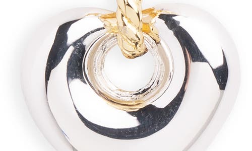 Argento Vivo Two Tone Puffy Heart Pendant Necklace In Gold