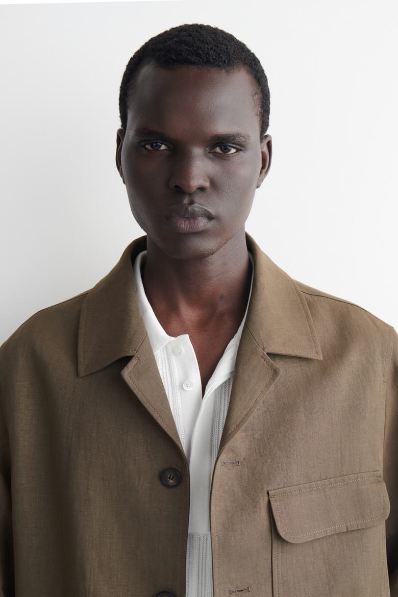 Unstructured Linen Blazer, Alternate, color, DARK KHAKI