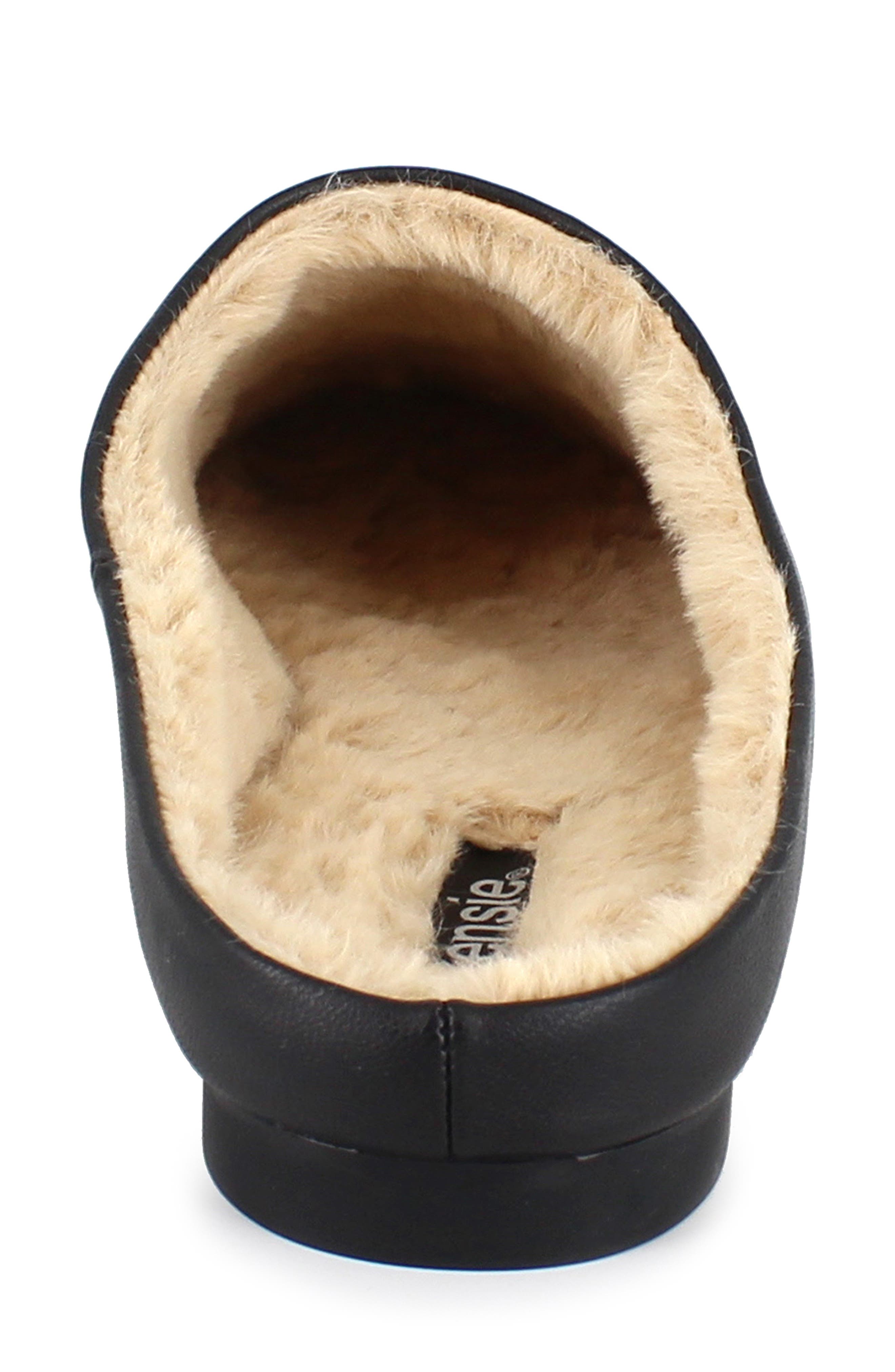 Nathaly Faux Shearling Lined Mule, Alternate, color, BLACK FAUX LEATHER
