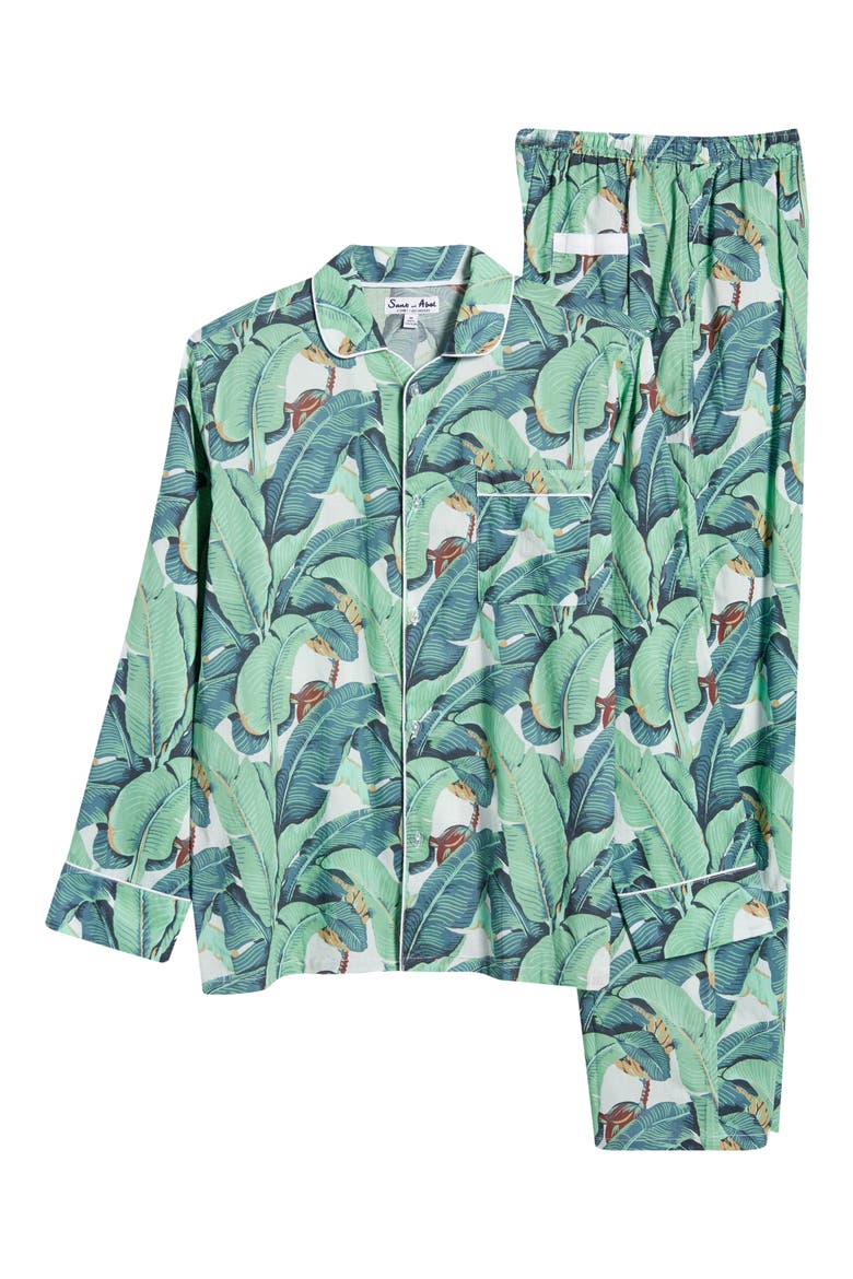 Men's Martinique® Banana Leaf Print Pajamas, Alternate, color, GREEN