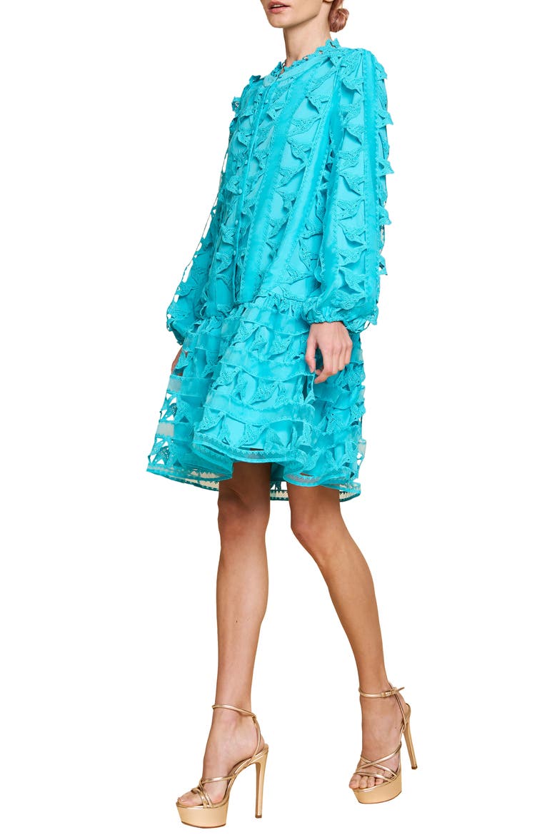 Wylla Humbird Lace & Organza Drop Waist Dress, Alternate, color, SUCCULENT BLUE