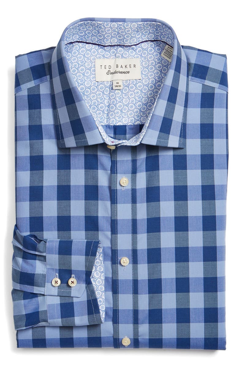 Ted Baker London 'Lando' Trim Fit Check Dress Shirt, Main, color,