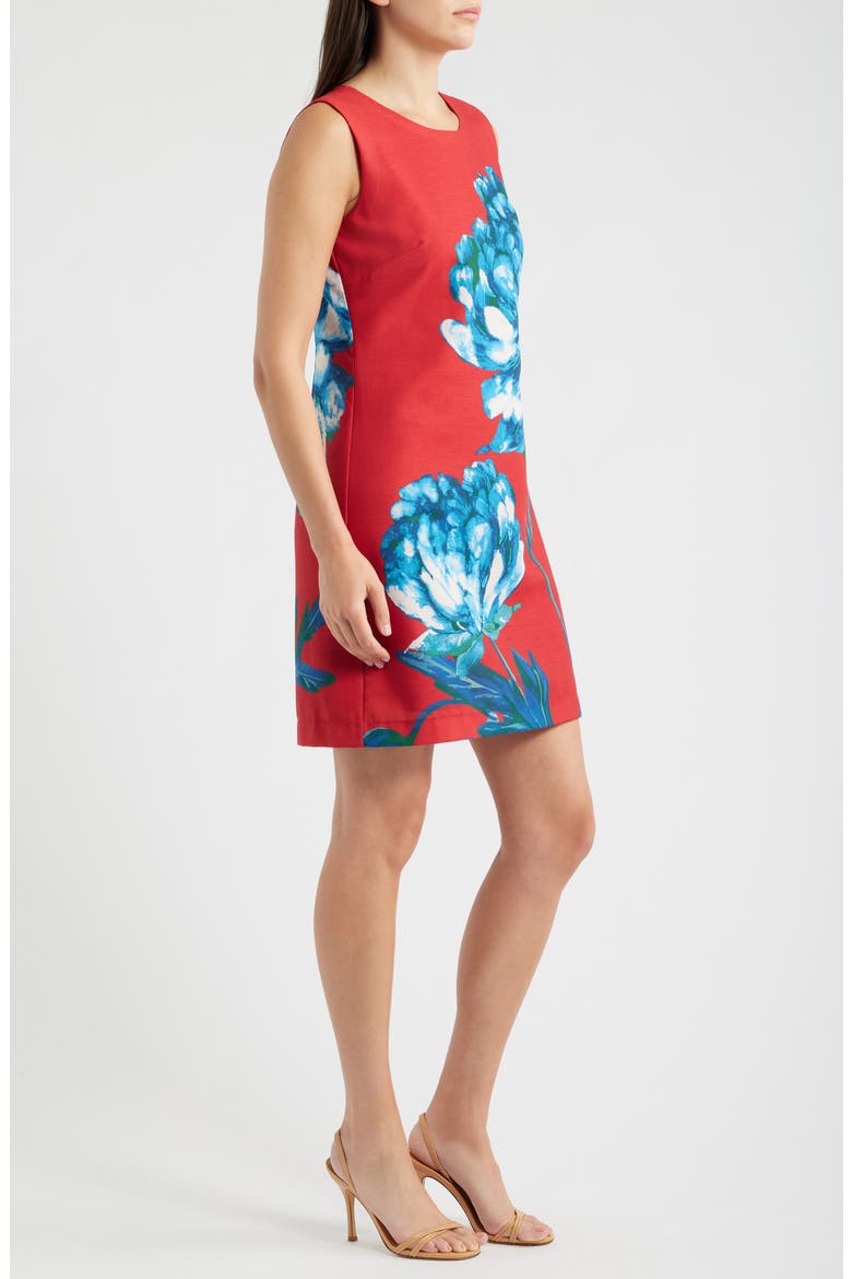 Floral Print Sheath Dress, Alternate, color, RED BLUE