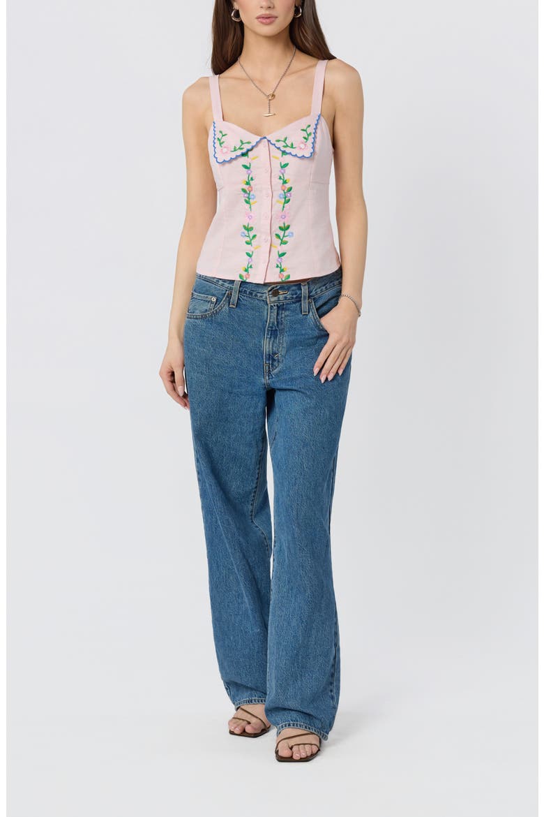Shayna Floral Embroidered Button-Up Top, Alternate, color, PINK