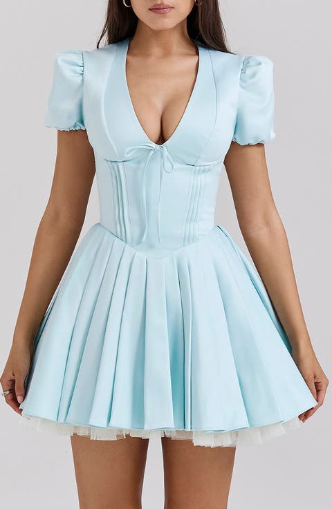 Imani Pleated Puff Sleeve Minidress