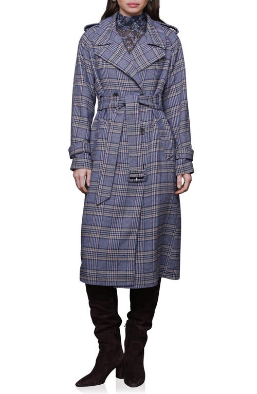 Avec Les Filles Plaid Herringbone Double Breasted Trench Coat