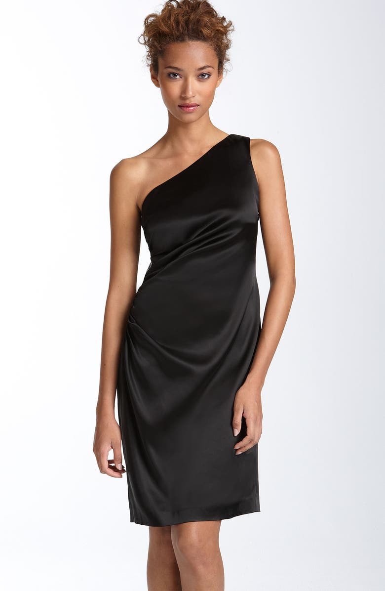 Calvin Klein Ruched Stretch Satin Sheath Dress, Main, color,