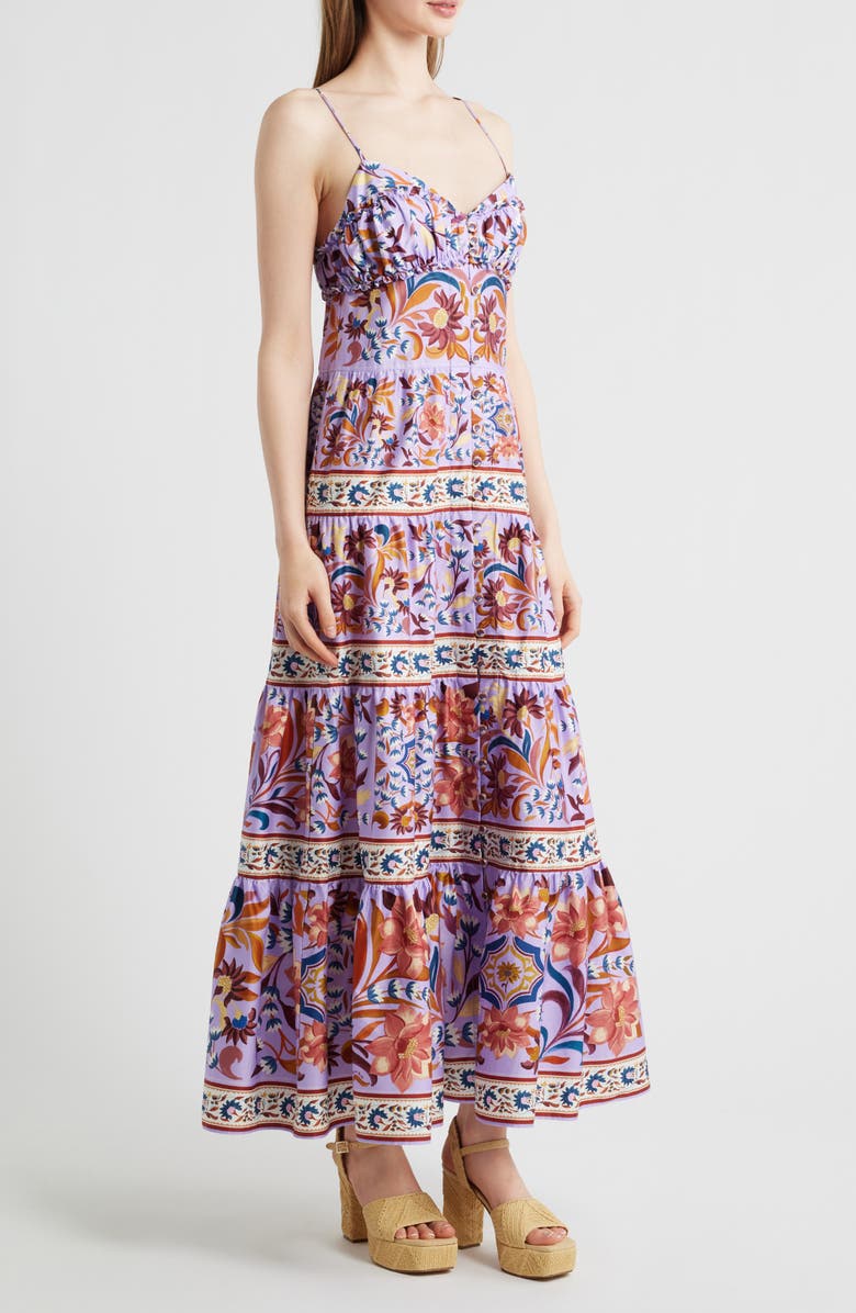 FARM Rio Flower Tiles Maxi Sundress, Alternate, color, Flower Tiles Lilac