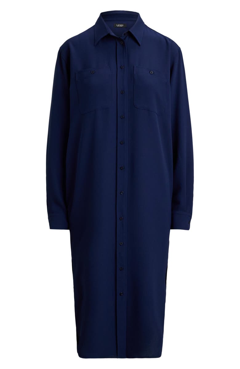 Lauren Ralph Lauren Long Sleeve Double Faced Georgette Shirtdress, Alternate, color, Refined Navy Blue