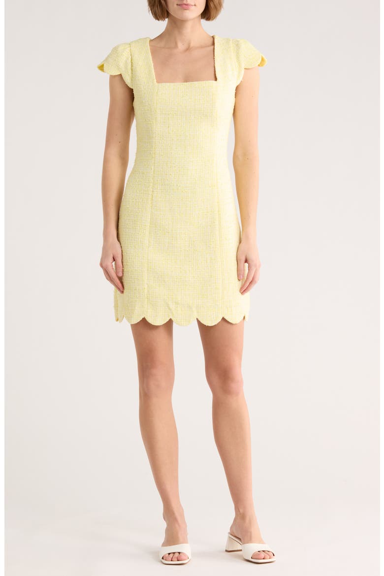 Maisley Bouclé Shift Dress, Main, color, FINCH YELLOW CHIC CHICK BOUCLE