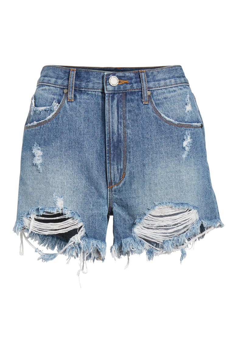 Meredith Destroyed Hem Denim Shorts, Alternate, color, VALENCIA