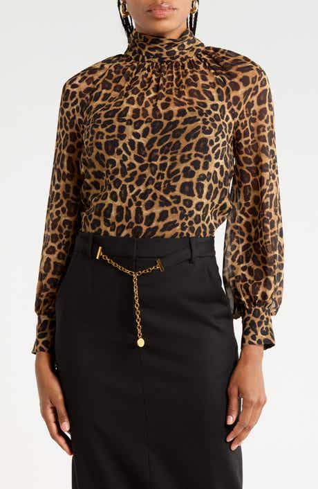 Alyssa Leopard Print Silk Blouse