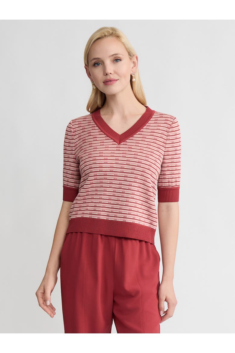 Striped Ribbed Hem Top, Alternate, color, Honeysuckle/Russet/Biscotti