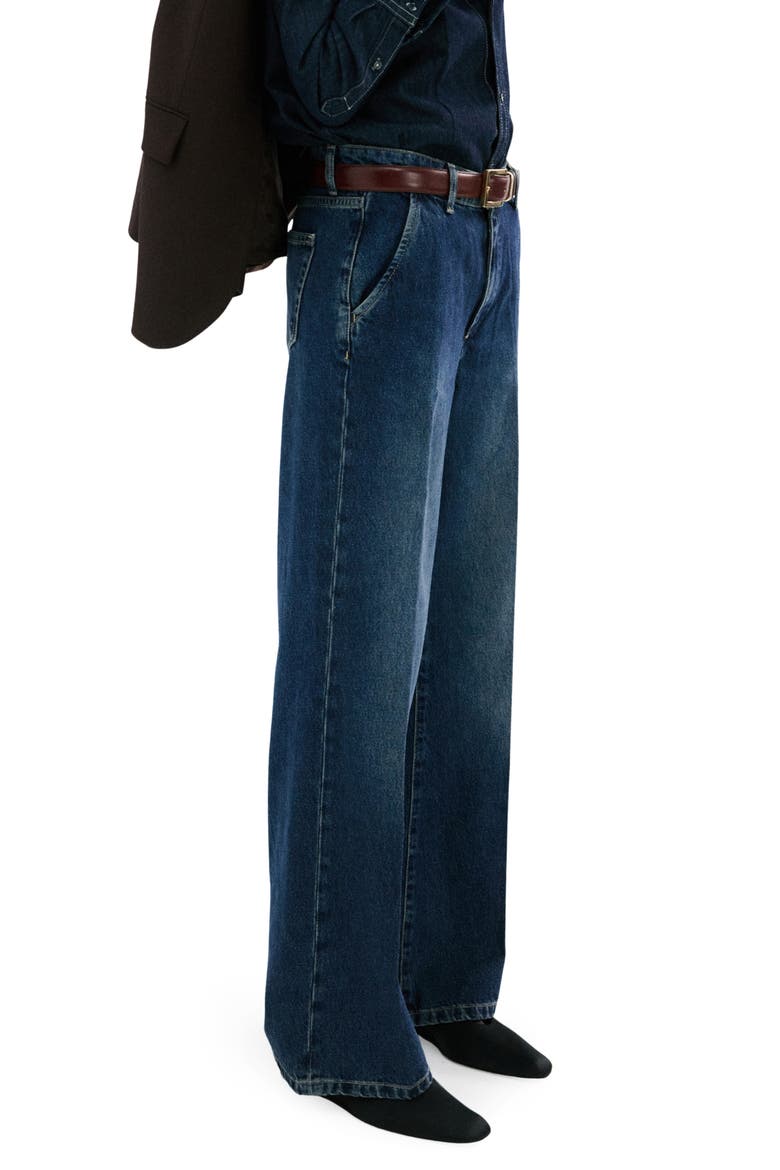 Slant Pocket Mid Rise Wide Leg Jeans, Alternate, color, DARK BLUE