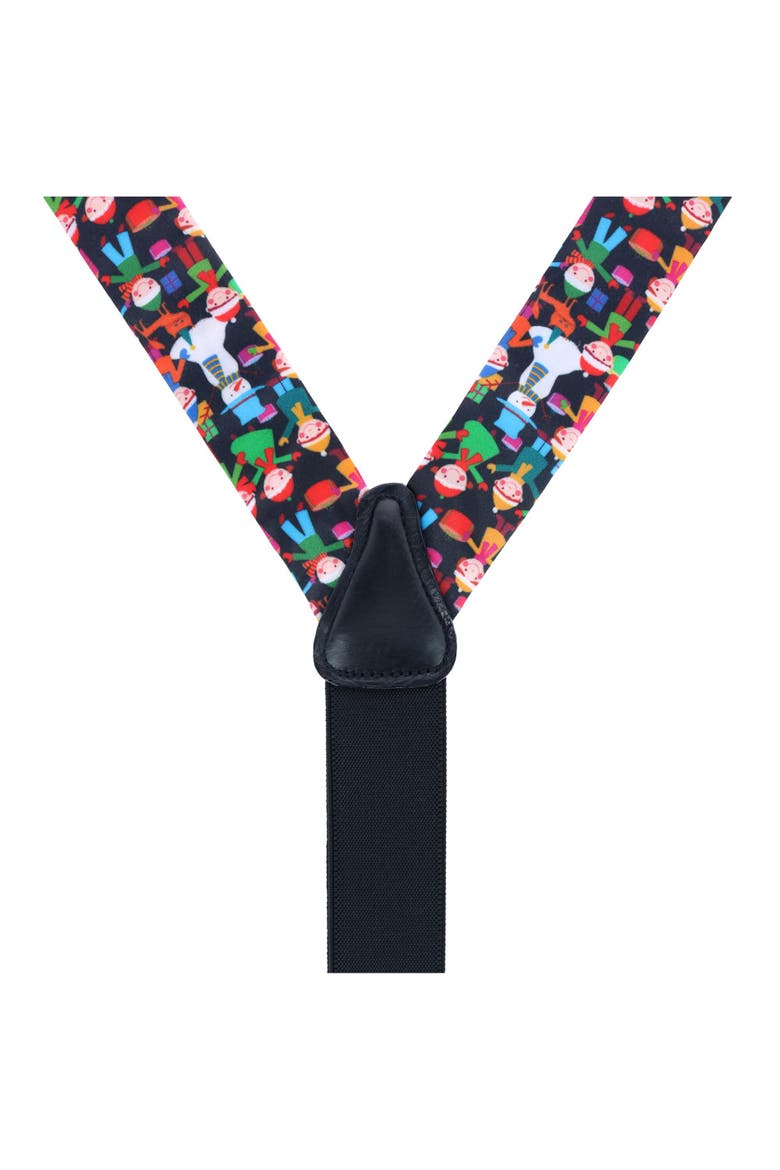 Happy Holidays Children's Gift Exchange Silk Button End Suspenders, Alternate, color, Multiple Colors