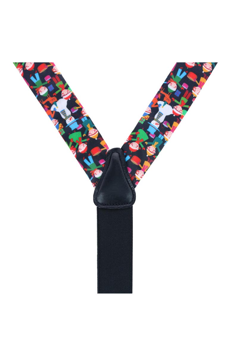 Trafalgar Happy Holidays Children's Gift Exchange Silk Button End Suspenders, Alternate, color, Multiple Colors