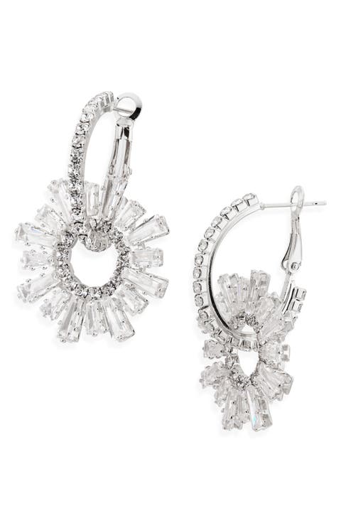 CZ Dangle Hoop Earrings