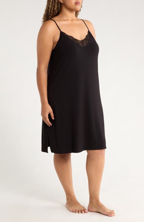 Nordstrom Moonlight Eco Lace Trim Chemise In Black
