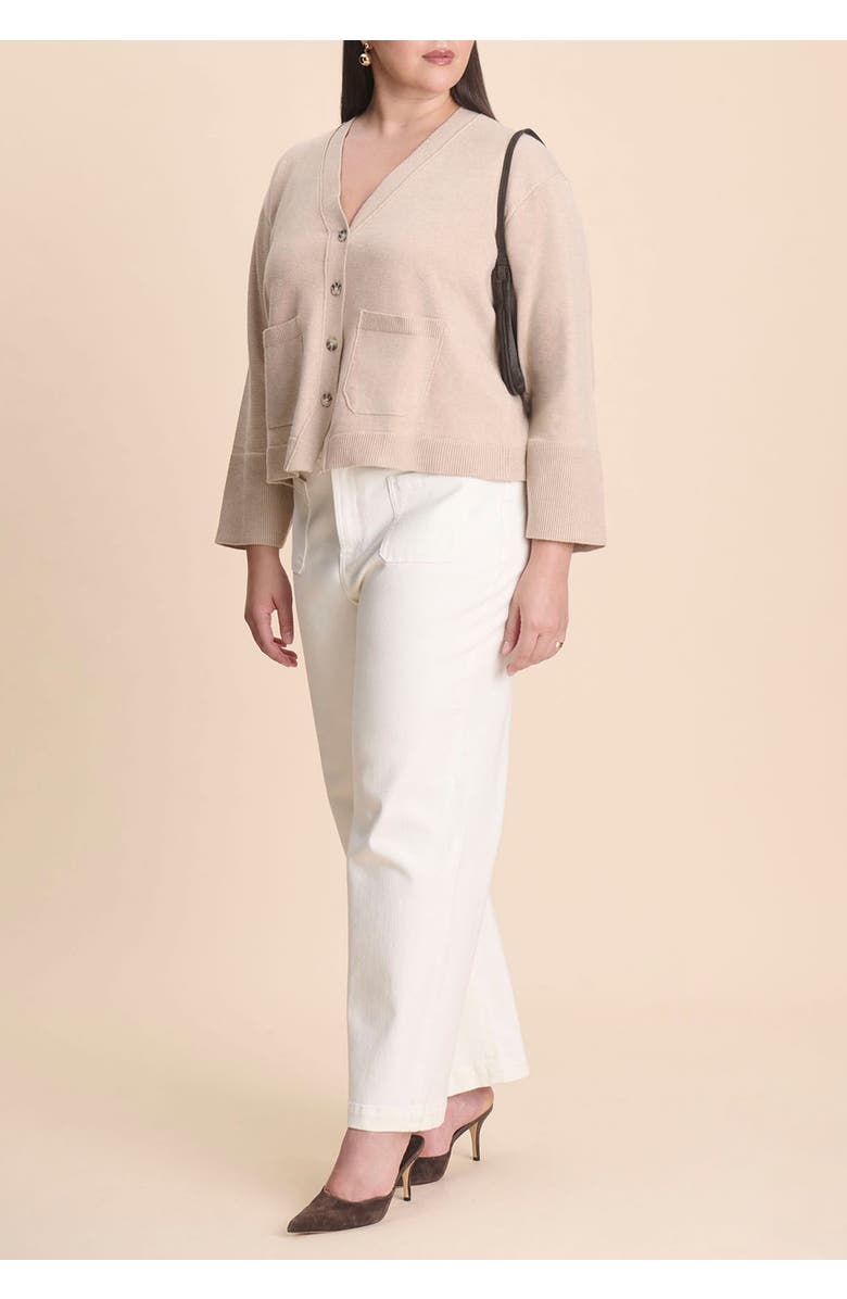 ELOQUII Wide Sleeve Cardigan With Pockets, Alternate, color, Light Tan