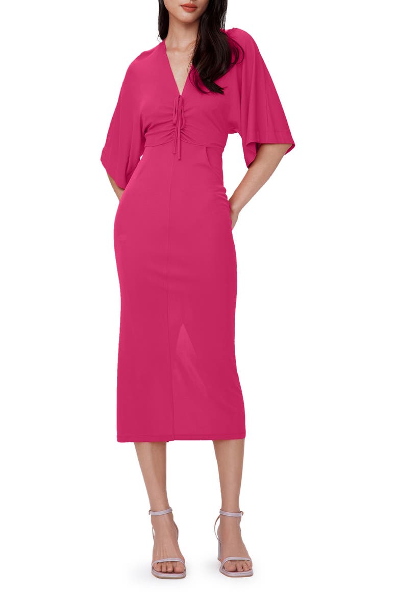 Valerie Center Ruched Bodice Dress, Main, color, BRIGHT BERRY