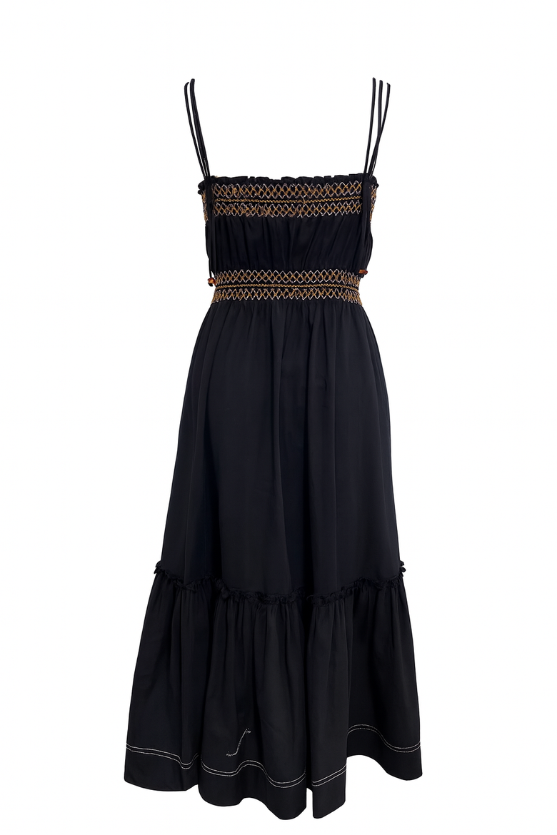 Spaghetti Strap Midi Dress, Alternate, color, Black