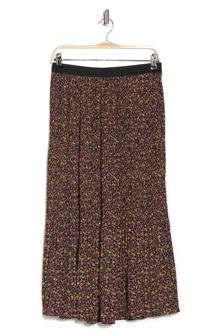Woven Print Release Print Midi Skirt, Alternate, color, BLACK/ BERRY SWEET GARDEN