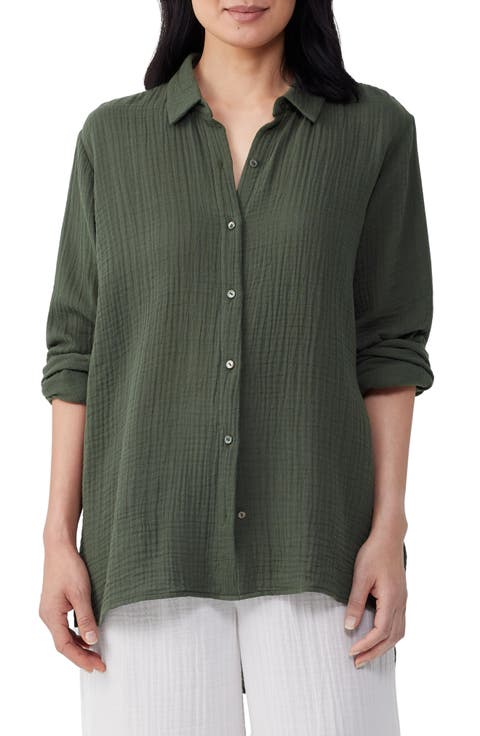 Easy Classic Organic Cotton Button-Up Shirt (Petite)