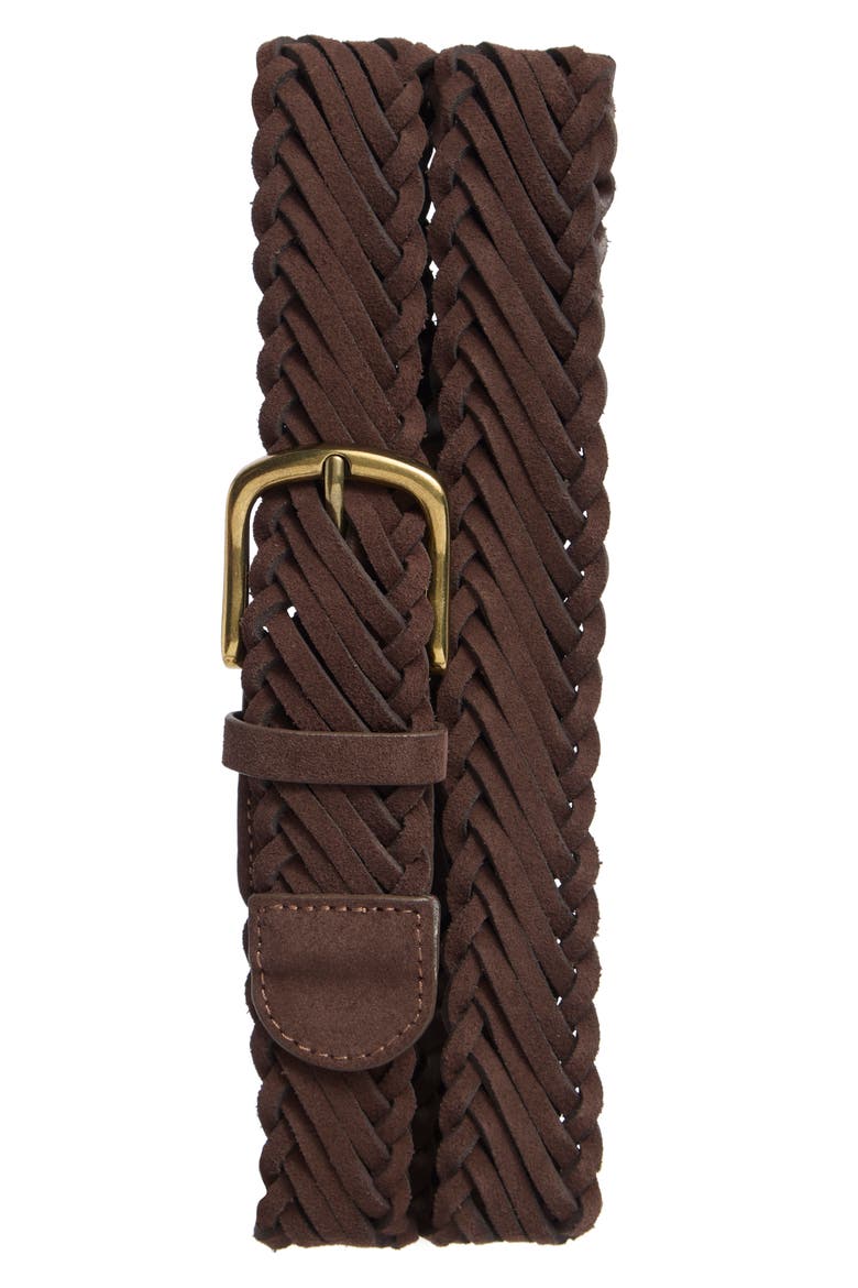 Suede Twist Woven Belt, Main, color, CHOCOLATE BROWN