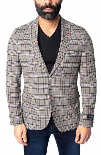 Maceoo Descartes Unconstructed Plaid Coted Ivoire Yellow Blazer