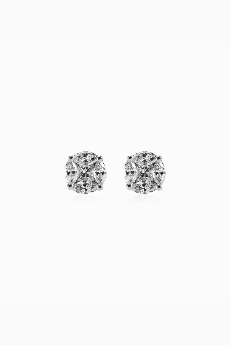 14K Gold Illusion Classic Diamond Studs, Alternate, color, White Gold - Diamonds