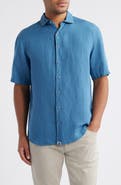 johnnie-O Gianna Hangin' Out Short Sleeve Linen & Lyocell Button-Up Shirt