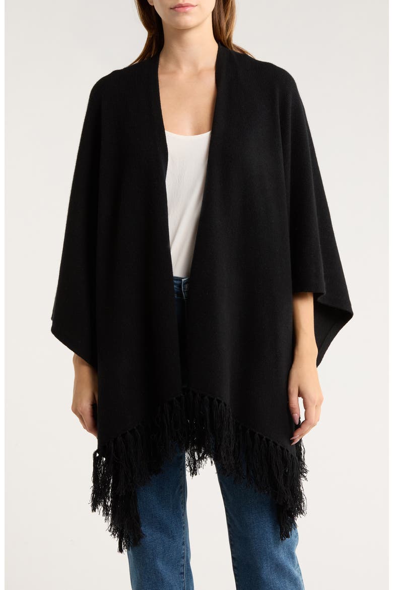 Wool & Cashmere Ruana, Main, color, BLACK