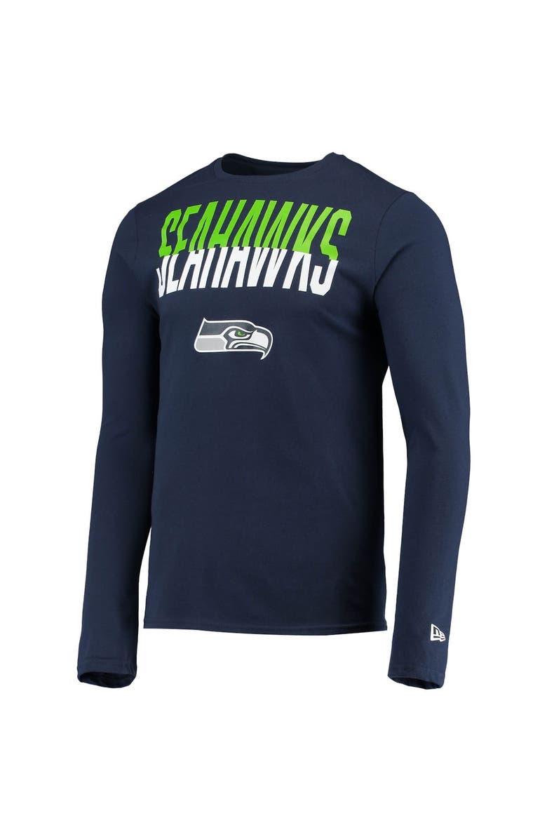 New Era Men's New Era College Navy Seattle Seahawks Combine Authentic Split Line Long Sleeve T-Shirt, Alternate, color,