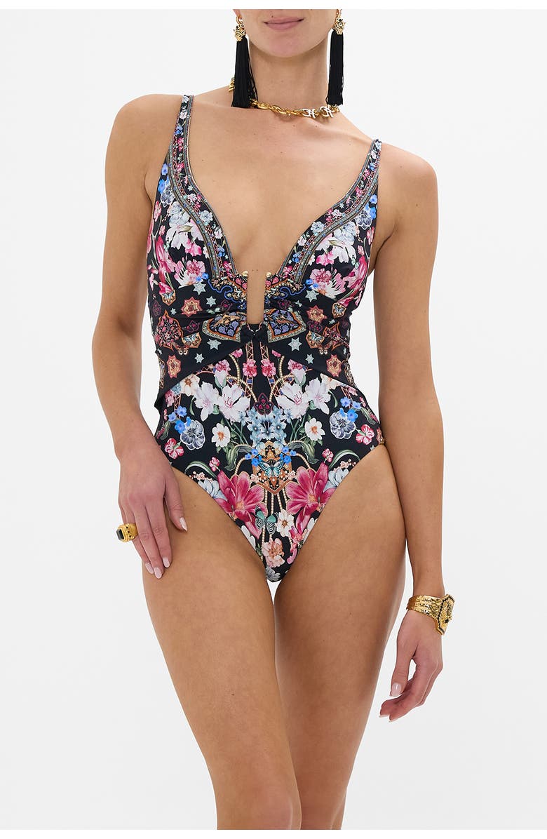 Camilla U Ring One Piece With Underwire Midnight In Monserrate, Alternate, color, 