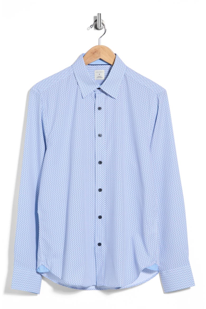 Crosshatch Long Sleeve Button Up Shirt, Alternate, color, WHITE/ BLUE