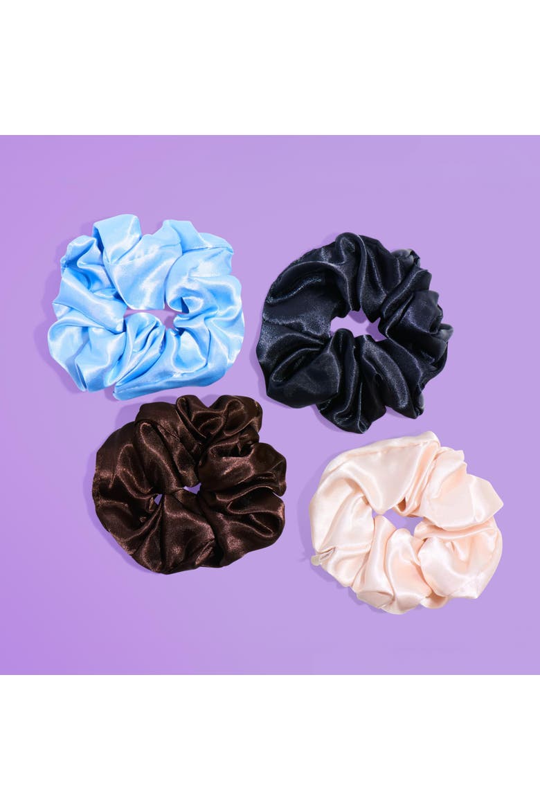 Large Satin Hair Scrunchies, Alternate, color, Brown