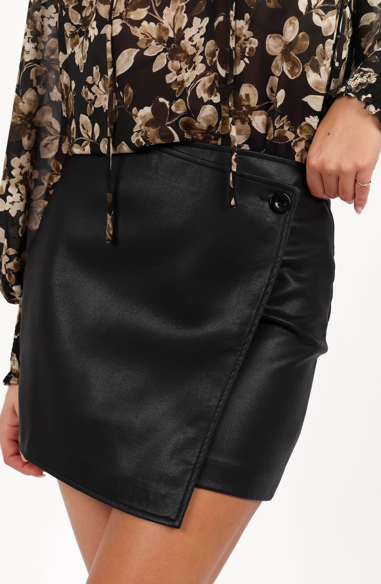 Petal & Pup Rebecca Faux Leather Wrap Miniskirt, Alternate, color, 
