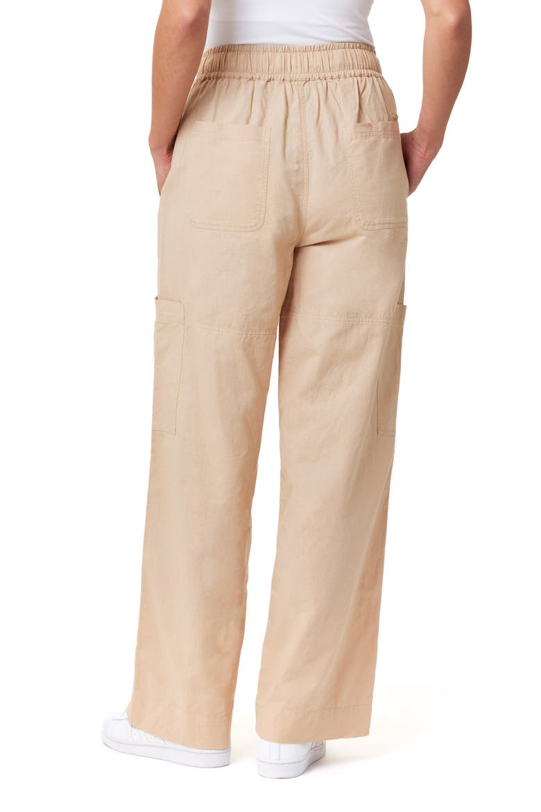 Noa High Waist Wide Leg Cotton & Linen Cargo Pants, Alternate, color, SOFT CAMEL