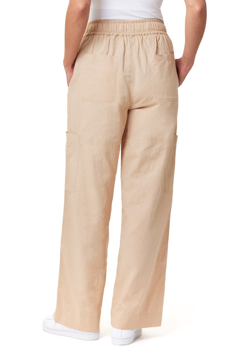 Scotch & Soda Noa High Waist Wide Leg Cotton & Linen Cargo Pants, Alternate, color, Soft Camel