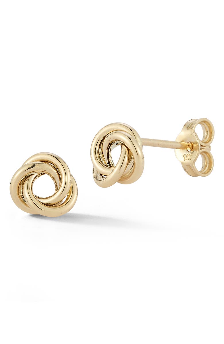 Ember Fine Jewelry Love Knot Stud Earrings, Main, color, Gold