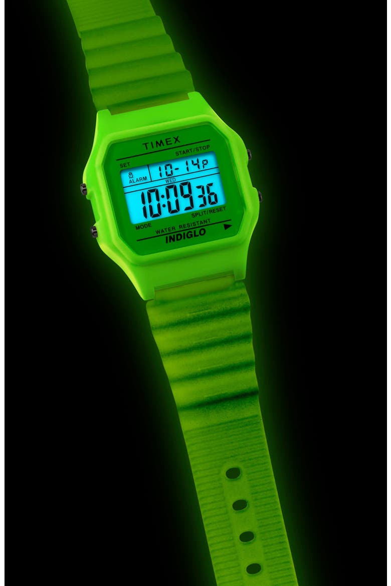 T80 Digital Glow in the Dark Resin Strap Watch, 34mm, Alternate, color, OFF WHITE