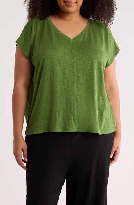 Boxy V-Neck Organic Linen T-Shirt