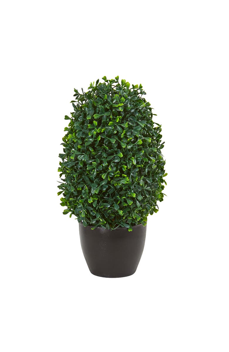 NEARLY NATURAL 13-in Boxwood Topiary Artificial Plant UV Resistant, Main, color, Green