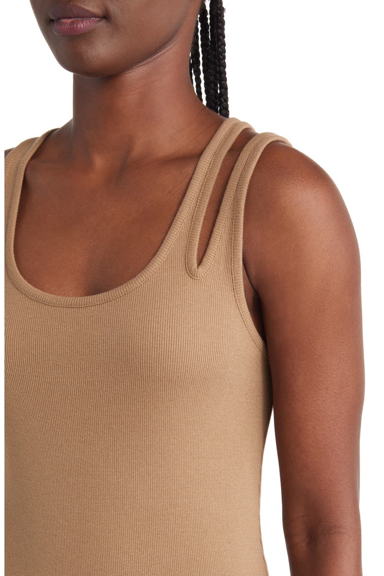 Ribbed Midi Tank Dress, Alternate, color, TAN LEAD