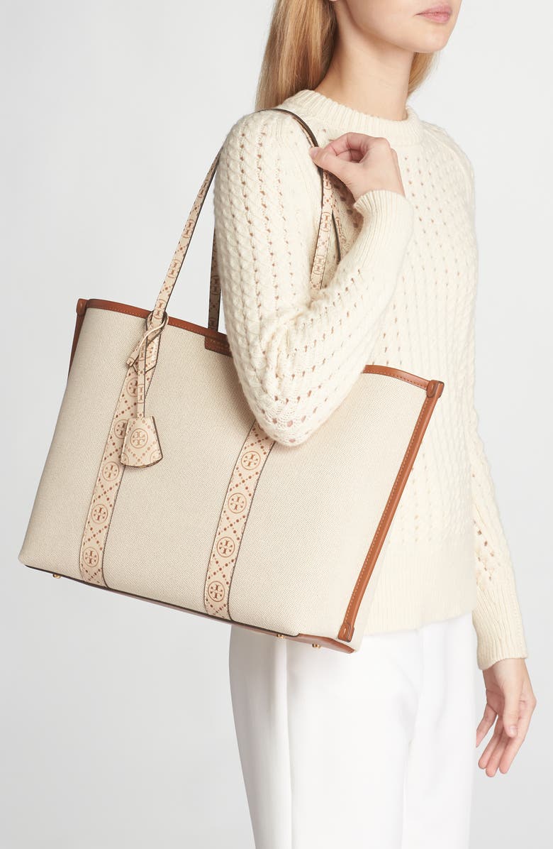 Tory Burch Perry Triple Compartment Canvas Tote, Alternate, color,