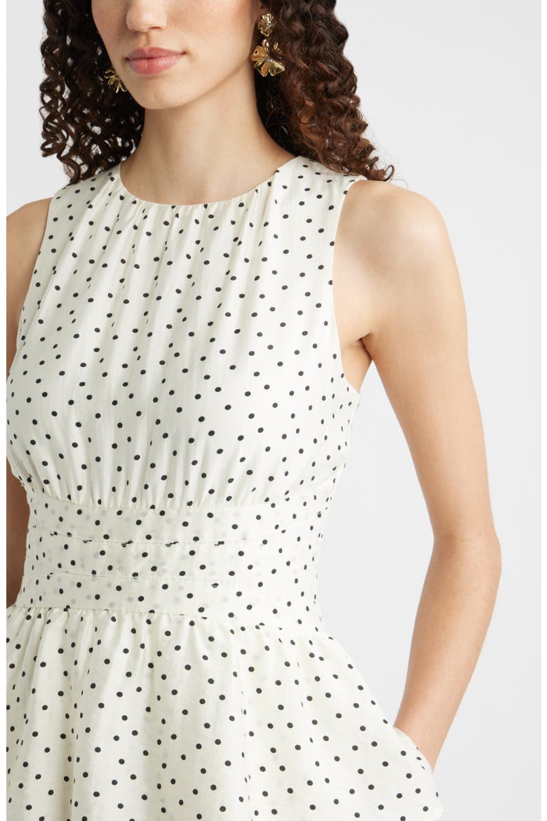 Crewneck Seamed Waist Maxi Dress, Alternate, color, IVORY DELILAH DOT