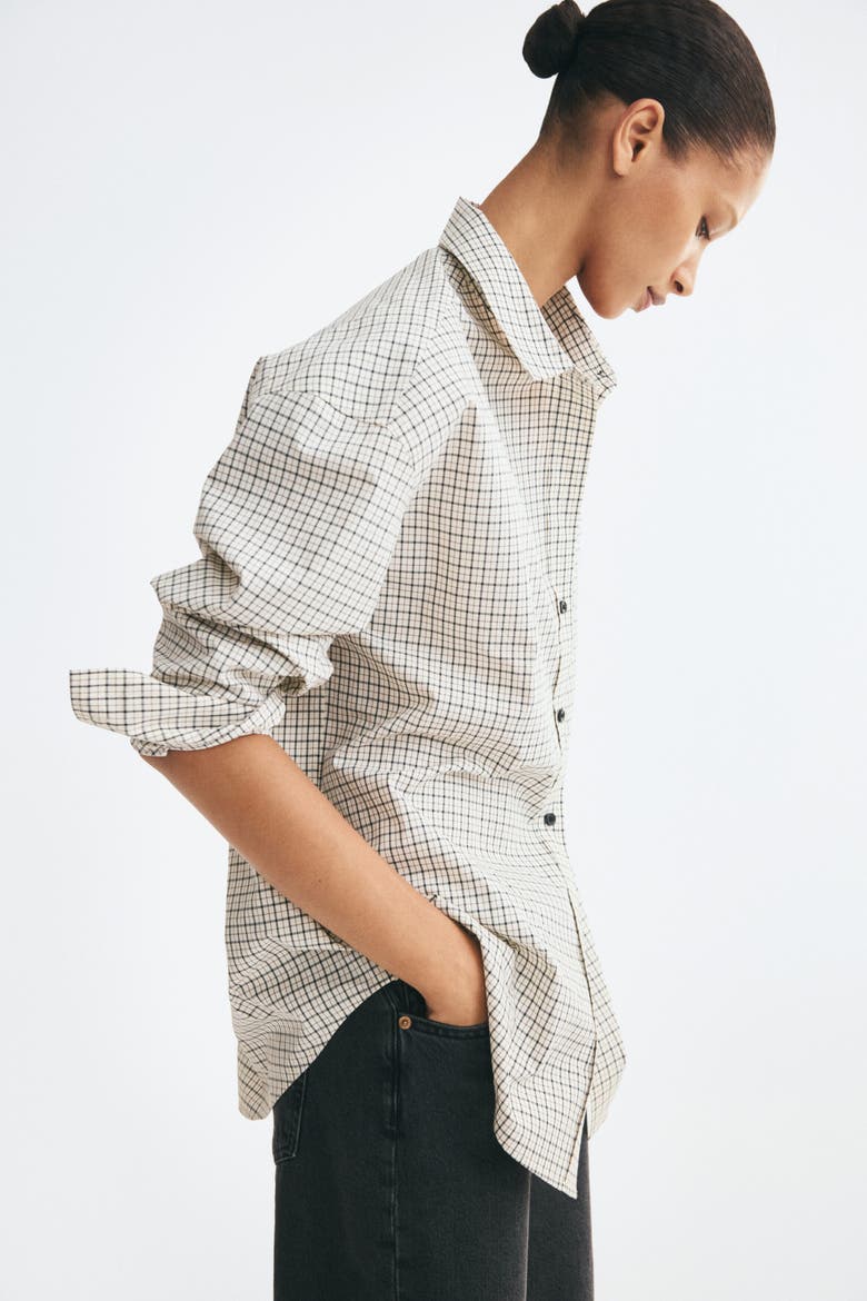 Oversized Shirt, Alternate, color, Cream/checked