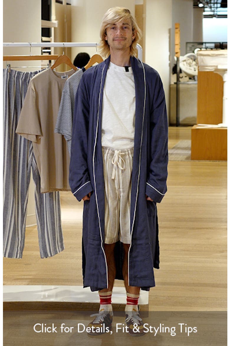 Shawl Collar Woven Viscose & Cotton Robe video